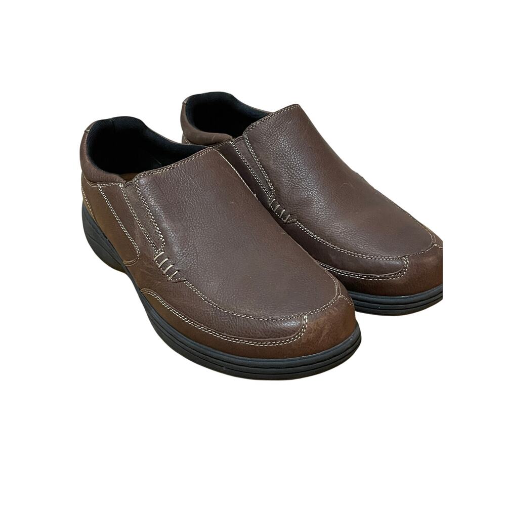 Abeo Utopia Mens 13M Brown Leather Slip On Loafers Shoes 24U1049 Contrast Stitch